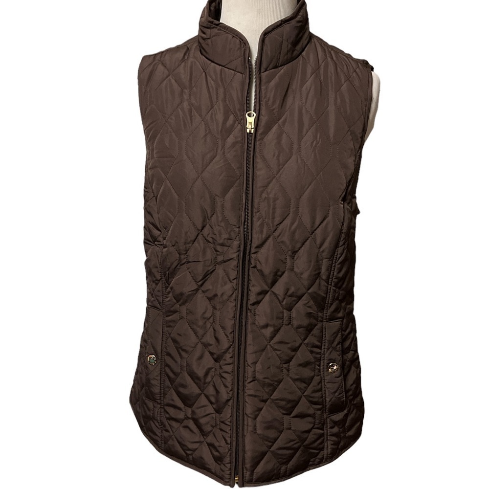 Croft & Barrow size small brown sleeveless vest w adjustable bungee in the back